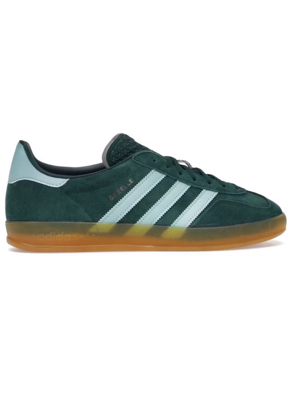 adidas Unisex Dark Green Suede Sneakers with Light Mint Stripes and Gum Sole